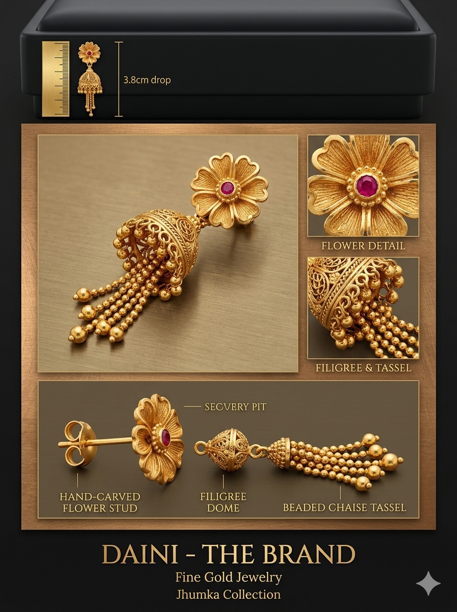 image_dfc4ee2e Rajwada Floral-Top Premium Heavy Latkan Jhumki - Image 7